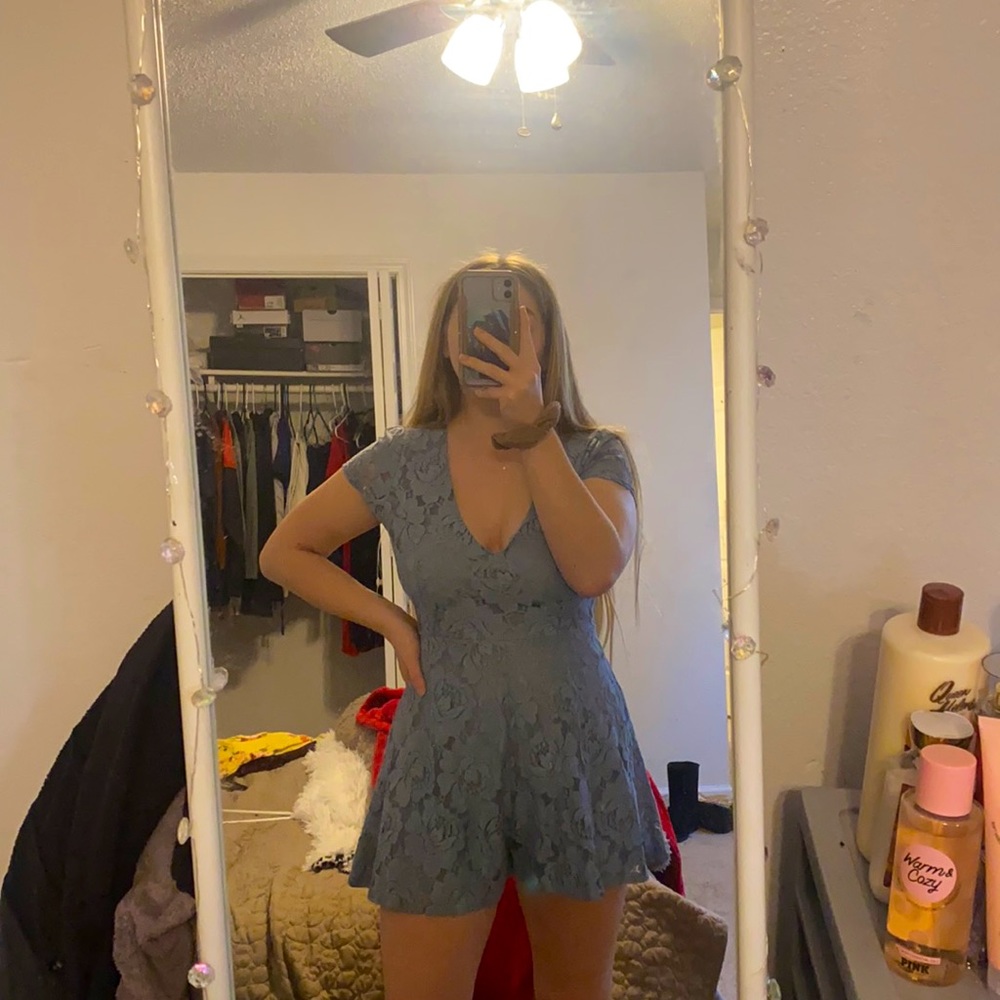 Blue lace romper